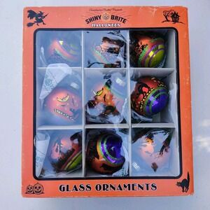 Shiny Brite Halloween Ornaments Christopher Radko Flocked Cats Witch Owls